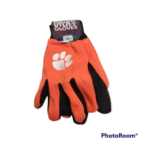 NCAA Clemson Tigers No Slip Gripper Utility Work Gardening Gloves NEW! Cover