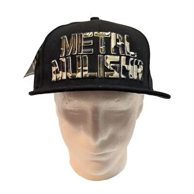 Boné chapéu ajustável metal Mulisha New Era 59Fifty 7 1/2 escondido preto script camuflado novo com etiquetas - Imagem 1 de 4