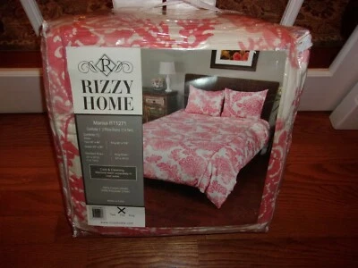 Nuevo en Paquete Juego Edredón Rizzy Home Marisa Coral Floral Completo/Reina 3 piezas Foto 1 de 3