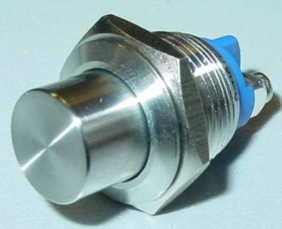 UNI Klingeltaster 16mm, hoher Tasterkopf Schließer, 1-polig Edelstahl, 36V/3A, S152S