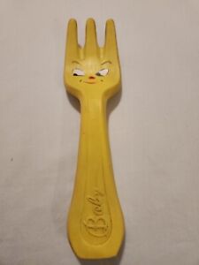 Vintage Baby Yellow Alan Jay Fork Squeak Toy  9.5”~Still Squeaks Forkie