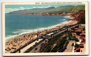 Postal Los Angeles County Beach Santa Mónica California CA UNP - Imagen 1 de 2