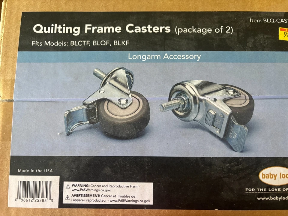 BABY LOCK QUILTING FRAME CASTERS LONGARM ACCESSORY FITS BLCTF,BLQF,BLKF  #BLQ-CA - Image 1 of 1