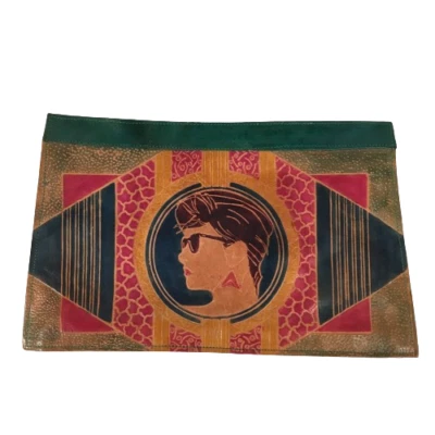 Bolso sin asas de cuero en relieve Tooled cabeza facial para damas con gafas de sol bolsa bolso Foto 1 de 4