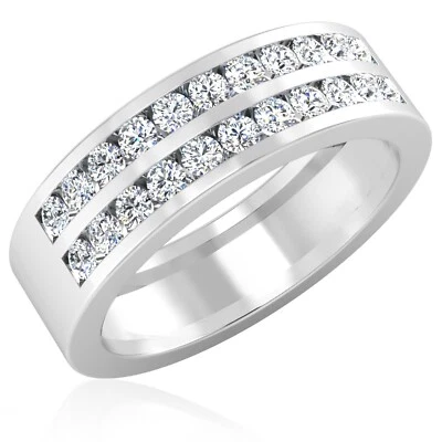 圆形切割 0.88 克拉天然钻石婚礼男式戒指真 950 铂金 11 码 — 第 1/4 张图片