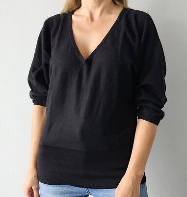 C&C 100% Cashmere Sweater V-Neck Top Black Sz M - Image 1 of 4