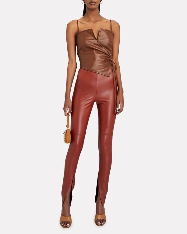 NWT ALIX NYC Carlisle High Waisted Faux Leather Pants in Paprika $245 size S - Image 1 of 4