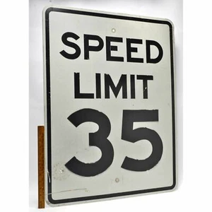 Vintage STEEL "SPEED LIMIT 35" STREET SIGN 24x30 Road/Traffic 'MPH' SIGNAGE Real - Picture 1 of 9
