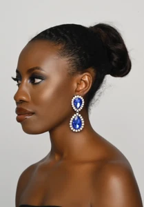 Elegant Vintage-Style Teardrop Crystal Statement Dangle Earrings - Picture 1 of 22