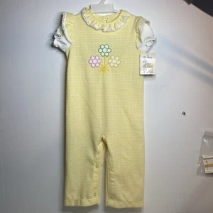 VTG Carter’s Yellow/White One Piece Cute Outfit LACE TRIM Collar 24 MOS NOS New! - Picture 1 of 11