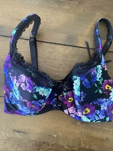 Frederick's of Hollywood Floral Bra 34D Full Support Wired Cupped Lace - Picture 1 of 7