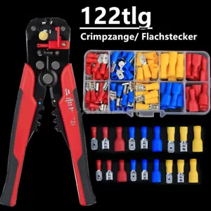 122x Kabelschuhzange Crimpzange mit Sortiment Kabelschuhe Verbinder Flachstecker - Bild 1 von 12