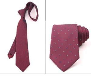 New Classic Polka Dot Red Blue JACQUARD WOVEN 100% Silk Men's Necktie Tie - Picture 1 of 1