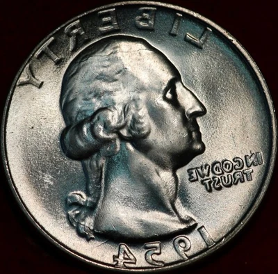 Uncirculated 1954 Philadelphia Mint Silver Washington Quarter - Image 1 of 2