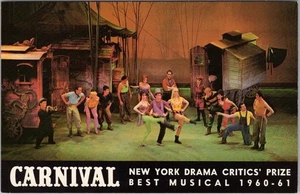 1961 CARNIVAL / New York City Musical Postcard IMPERIAL THEATRE 249 W. 45th St. - Picture 1 of 2
