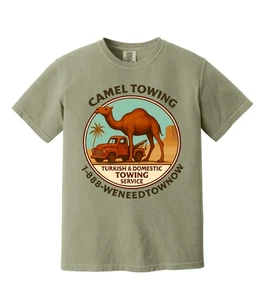 T-shirt divertente cammello traino umorismo adulto pun camion deserto novità grafica maglietta - Foto 1 di 7