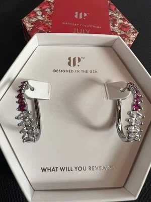 Bomb Party Earrings ER58339 "The Crystal Flames" July 2025  Ruby/Hematite - Image 1 of 4