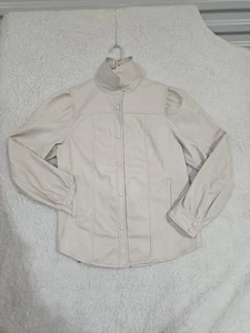 Camisa chaqueta chaqueta con botones manga abullonada de cuero sintético en blanco de Nueva York mediana - Imagen 1 de 11