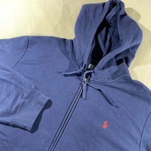 Polo Ralph Lauren Sudadera con Capucha Cremallera Completa Hombres 2XL Azul Marino Con Poni Rojo Hecho en EE. UU. - Imagen 1 de 8