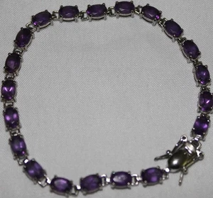 AMETHYST SOLID STERLING SILVER 925 BRACELET 6 1/2" - Picture 1 of 10