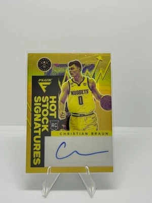 2022-23 Panini Flux - Christian Braun - Rookie Hot Stock GOLD Prizm Auto - 1 /10 - Image 1 of 2