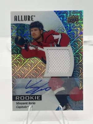 VINCENT IORIO 2023-24 UD ALLURE HOCKEY BLUE LINE AUTO JERSEY RC 1/75 Book End - Image 1 of 2