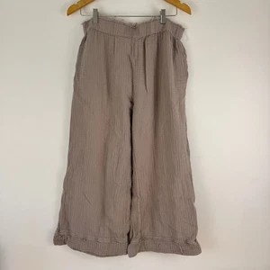 Carly Jean Los Angeles Gaze Wide Leg Cropped Hose Gr. L taupe Boho Strand - Bild 1 von 11