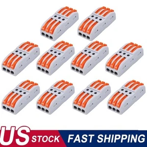 10Pcs Quick Wire Connectors Electrical Insulated Terminals 3 Conductor 28-12 AWG - Picture 1 of 11