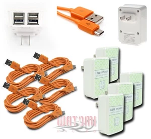 5X 4 USB PORT WALL ADAPTER+3FT CABLE DATA CHARGER ORANGE GALAXY S4 S3 S2 NOTE 2 - Afbeelding 1 van 1