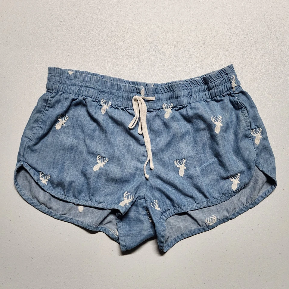Шорты женские Judith March большие оленьи синие вышитые на шнурке эластичные на талии - Изображение 1 из 4
