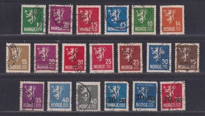 Norway Scott 100\131 Used 1922-1934 Lion Rampant 19 Different Stamps SCV $28.95 - Image 1 of 2