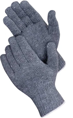 LIBERTY GLOVE & SAFETY 12 PR. GRAY COTTON BLEND STRING KNIT PROTECTIVE WORK GLOVES GLOVE LINERS LARGE
