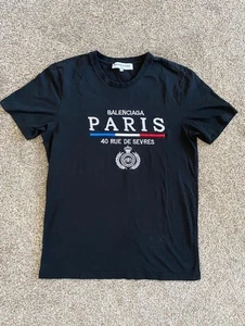 BALENCIAGA 40 Rue De Sevres Paris Black T-Shirt Medium - Picture 1 of 13