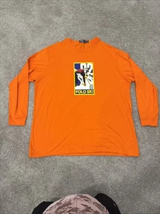 Polo Ski Ralph Lauren Hemd Herren 4XLT Tall Orange Langarm Grafik 92 - Bild 1 von 3