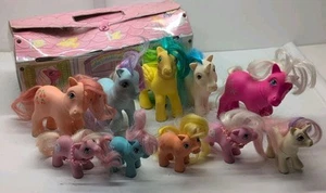 Vintage Original My Little Pony 80er Jahre Tragetasche und 10 G1 PONIEZ - Bild 1 von 14