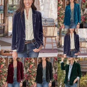 Womens Blazer Blazer Elegant Euro Elegant Ladies Golden Velvet Fashion - Picture 1 of 22