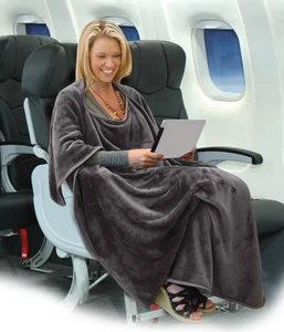 Portable Travel Blanket Airplane Office Micro Mink Fleece Poncho Blanket Folable - Picture 1 of 5