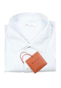 Camisa Loro Piana Rayas Azul Blanco Lino Algodón Talla XXXL / 44 IT / 17,5 U.S... - Imagen 1 de 3