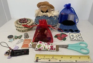 Sewing Notions Pin Cushions Blue Doll Machine Rhinestone Charm 189 - Picture 1 of 17