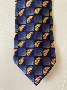 JAII Joseph Abboud Men's Necktie Tie Silk Blue Square Tan Maroon Paisley Made US - Picture 1 of 6