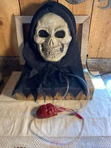 Vintage Halloween Skull Mask Bleeding Dripping with Blood Heart Pump - Picture 1 of 5