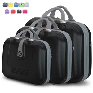 Set 3 Beauty Case Con Tracolla Rigido in ABS Ultraleggere Bagaglio a Mano 188 - Foto 1 di 28