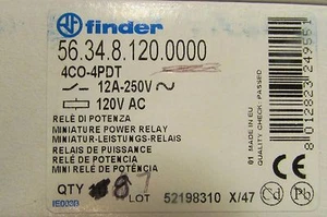 FINDER 56.34.8.120.0000 4CO 4 PDT 12 Amp 120 VAC Relais *PREIS PRO JE* - Bild 1 von 6