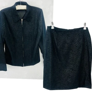 Conjunto de traje falda negra para mujer de colección I.N Studio talla 6 estampado de piel de serpiente trabajo de oficina - Imagen 1 de 16