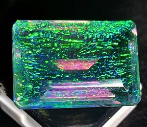 Natural Monarch Fire Opal Doublet 80.25 Ct Certified Emerald Cut Loose Gemstone - Picture 1 of 13