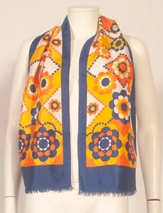 60'S FRENCH VINTAGE LONG PRINT SCARF 54" x 11" - Picture 1 of 1