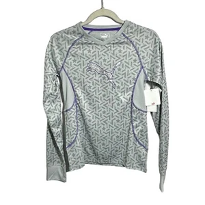 Puma NWT Girls Size XL (16) Long Sleeve Star Print Athletic Tee Gray Sparkle - Picture 1 of 7
