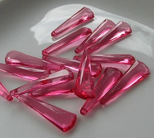 Large Pink Faceted Teardrop Pendant Bead Packs 40mm x 12mm PK5 Jewellery Craft - Picture 1 of 2