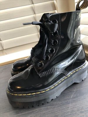 Womens Dr Martens Molly Size 7 Black Leather Chunky Platform Boots - Image 1 of 4