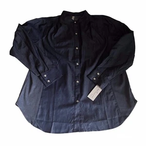 NY Collection Bluse blau Denim Stretch Seite Perle Druckknöpfe Damen 1X neu mit Etikett - Bild 1 von 6